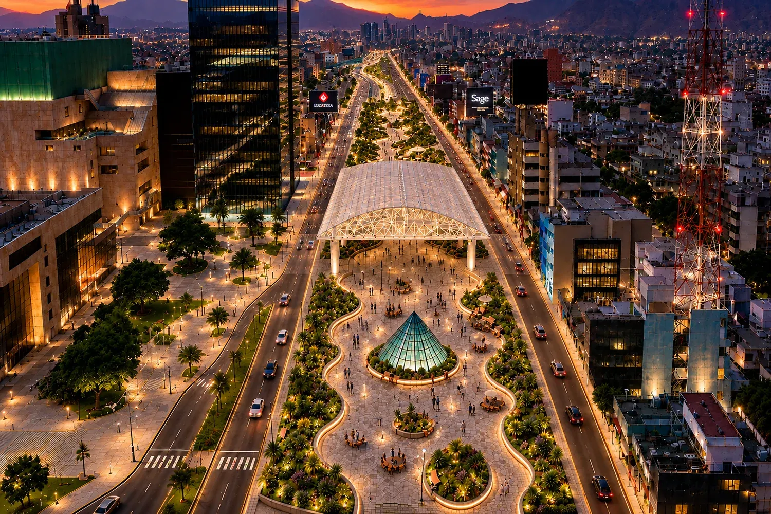 Vista aérea del futuro Gran Bulevar de la Cultura en San Borja